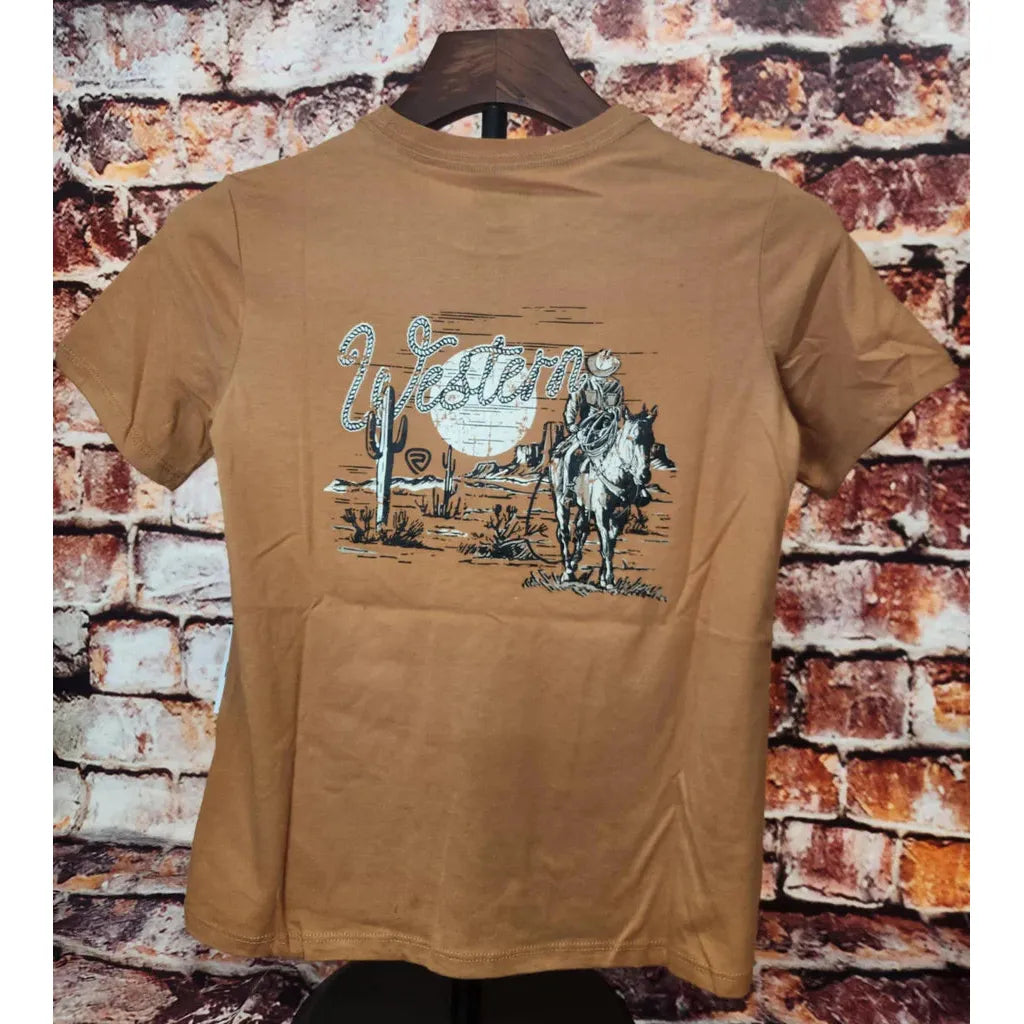 Rock & Roll Boy's Western Cowboy Graphic Tee - Camel