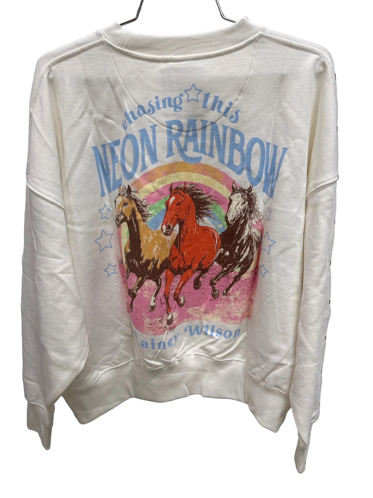 Wrangler Women's Lainey Wilson Neon Rainbow Sweatshirt - White