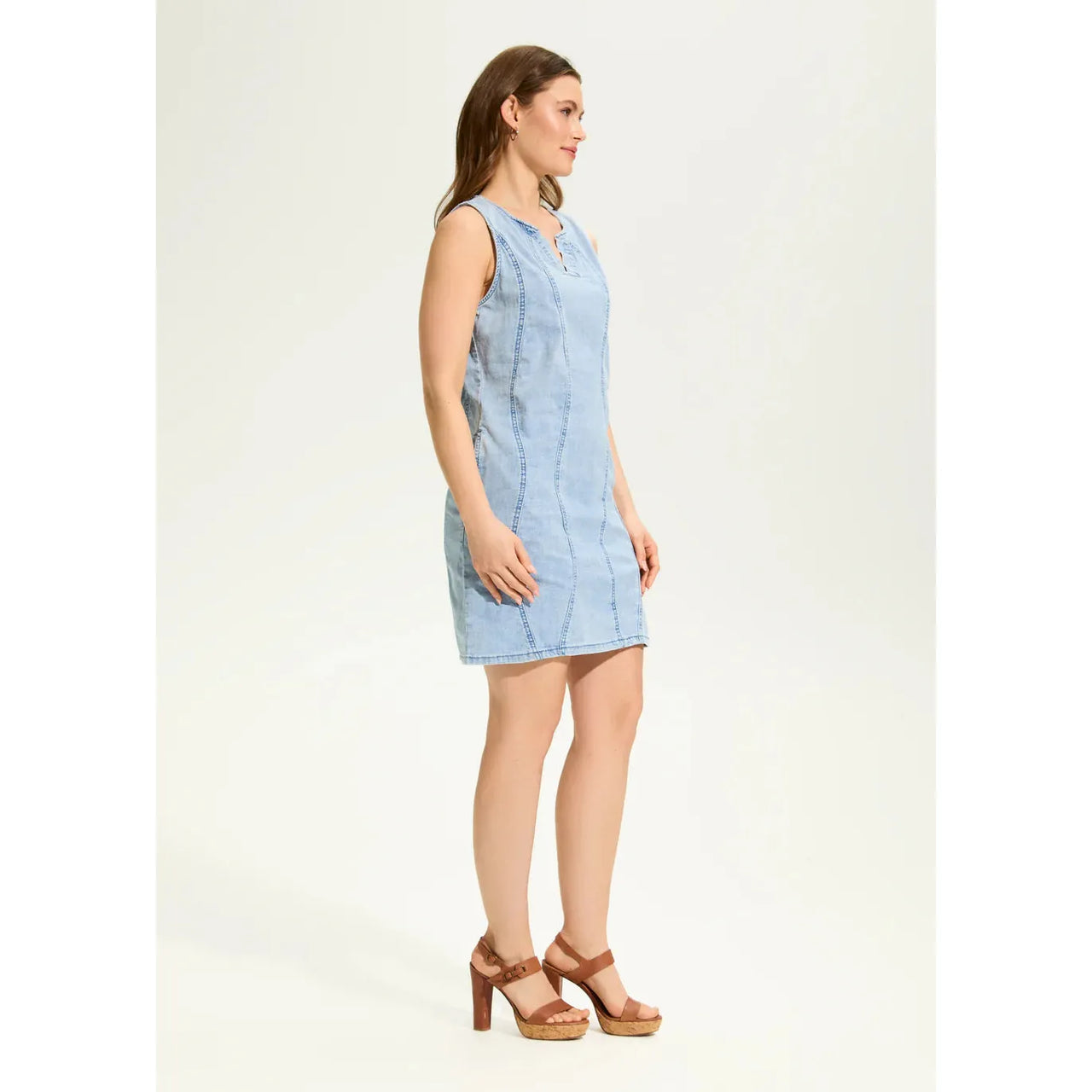 French Dressing Women's Denim Wave Dress- Powder Wash
