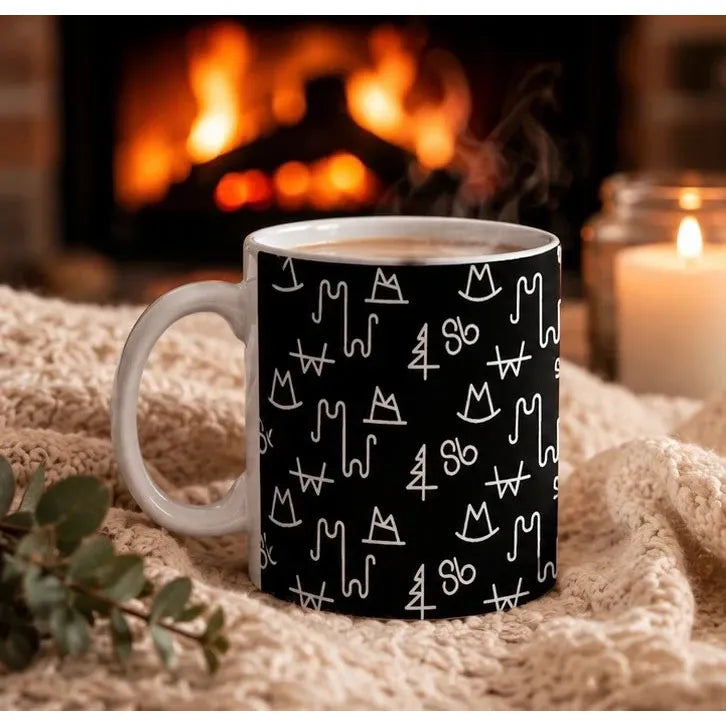 Front Porch Label Brand Ceramic Mug- Black