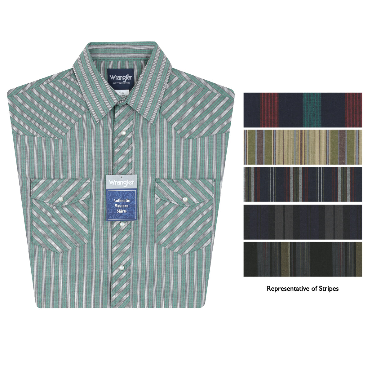 Wrangler Men's Sport Western Short Sleeve Stripe Snap Shirt (Big & Tall) - Assorted - Irvine Tack & Western Wear