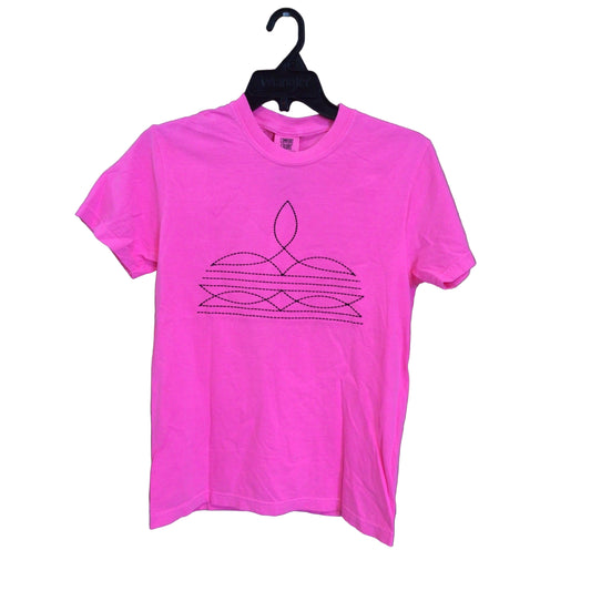 Comfort Colour Tee - Pink w/Boot Stitch