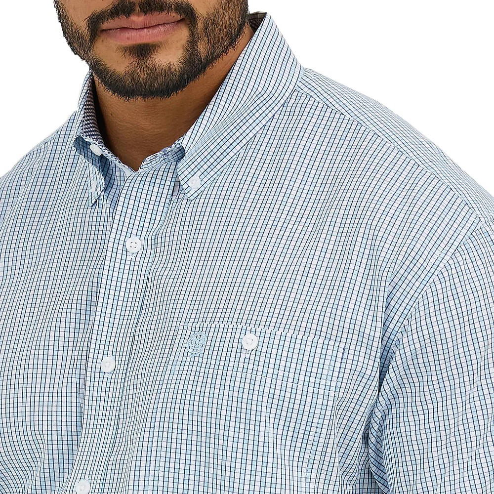 Wrangler Men's George Strait Collection Short  Sleeve Shirt- Blue