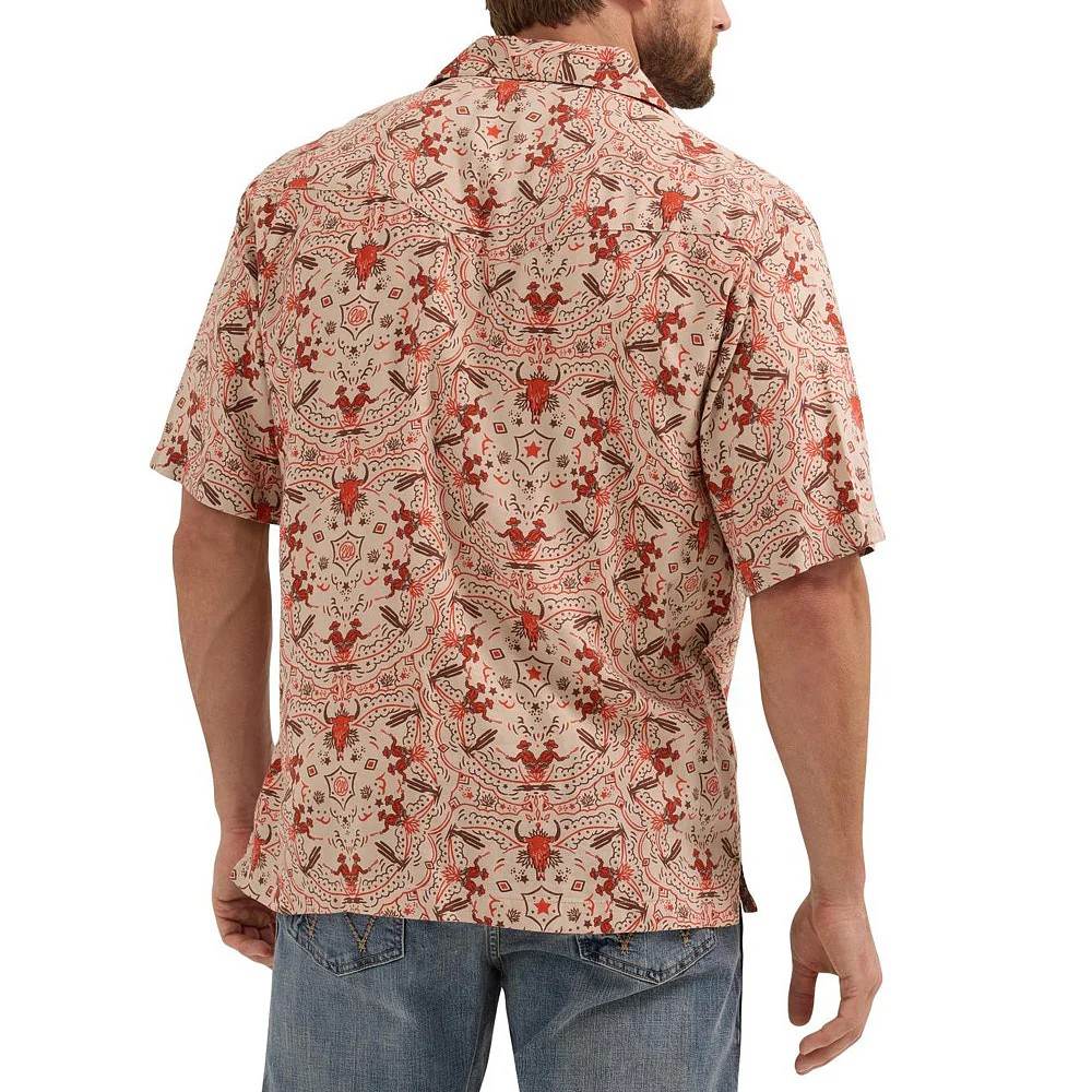Wrangler Men's Short Sleeve Coconut Cowboy Shirt- Brown/Orange
