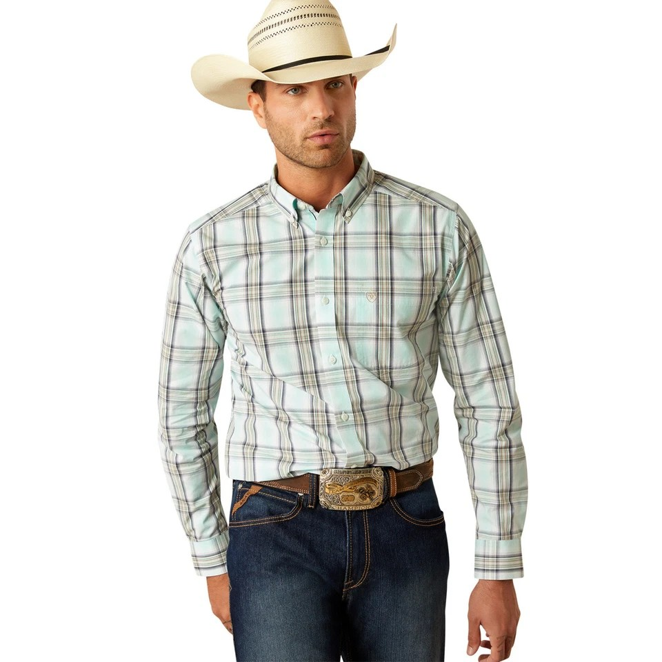 Ariat Men's Long Sleeve Pro Series Corban Fitted  Shirt- Mint
