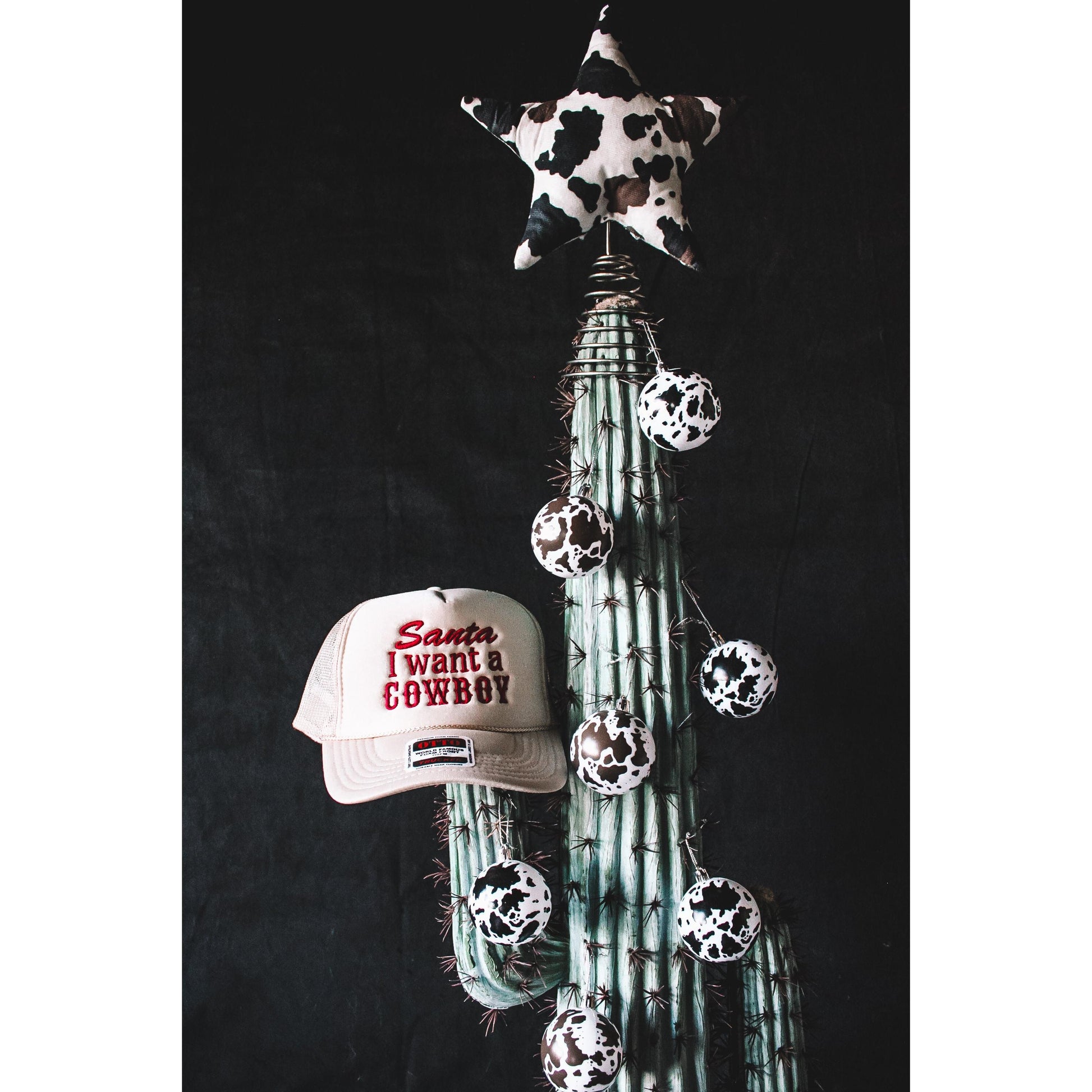 Santa I Want A Cowboy Tan Trucker Cap