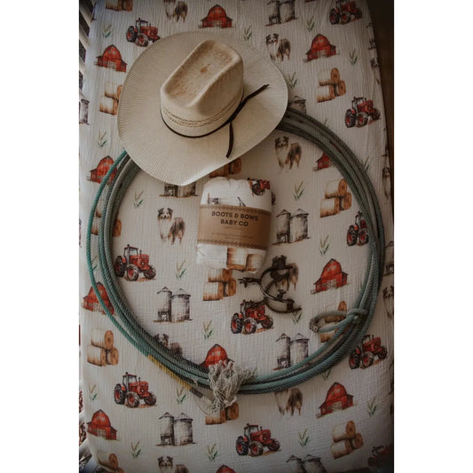 Boots & Bows Farm Kid Crib Sheet