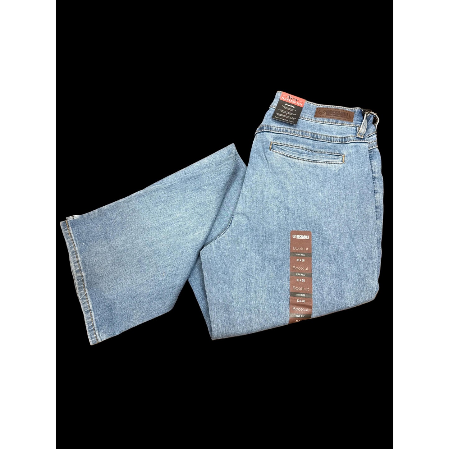 Rock & Roll Women's Patch Pocket High Rise Bootcut Jeans - Light Wash