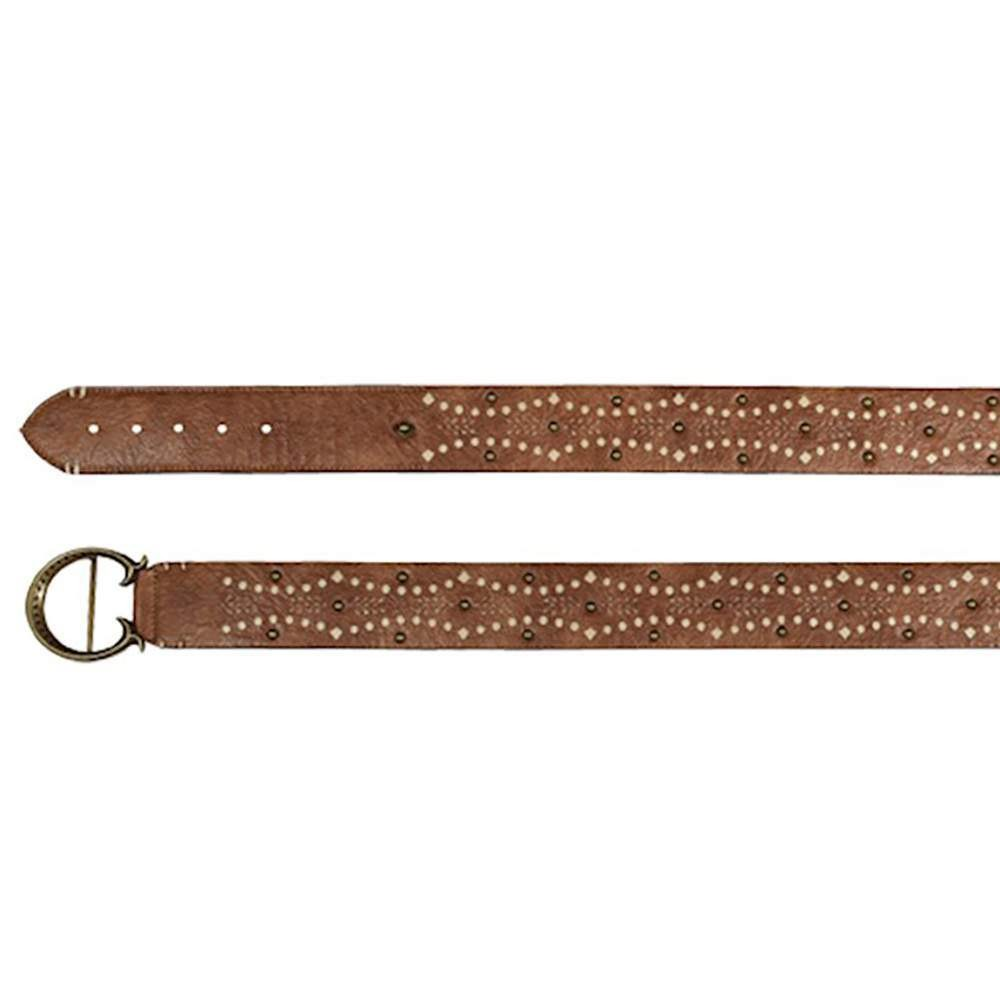 Catchfly Women's Leather Belt - Saddle Tan w/Laser Cut Details