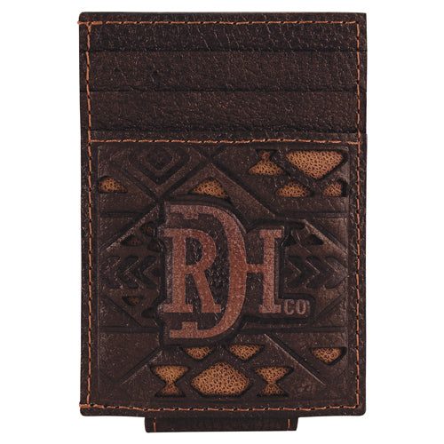 Red Dirt Hat Co Men's Card Case with Magnet Clip - Tan Aztec Inlay
