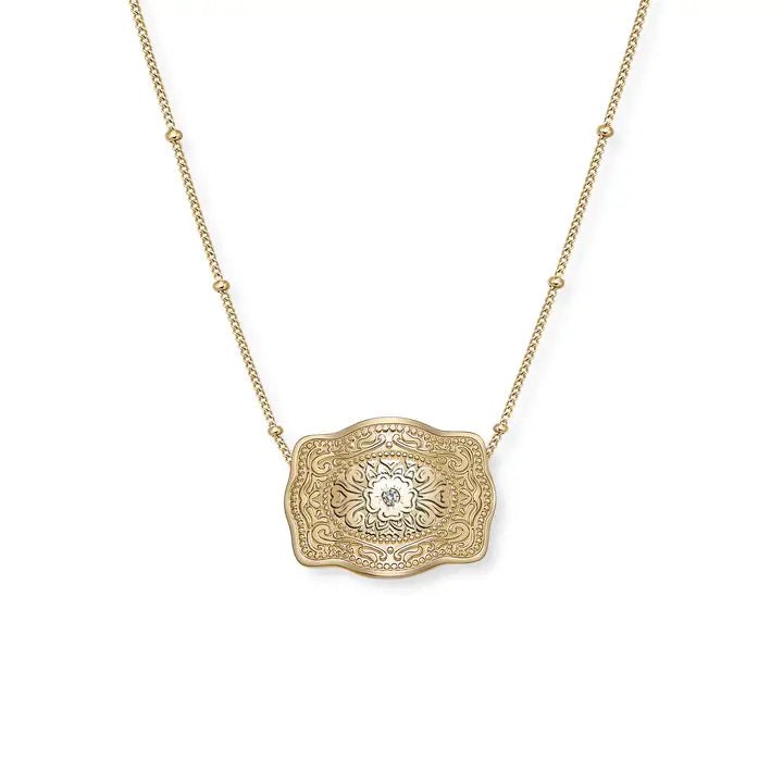 Spur West Ultra Mini Belt Buckle Necklace- Amelia Rose Gold