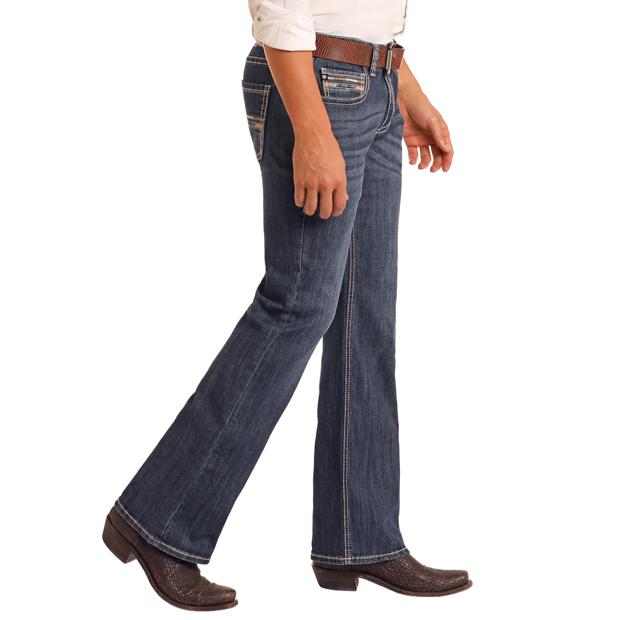 Rock & Roll Men's Raised Denim Pistol Bootcut Jeans - Dark Wash