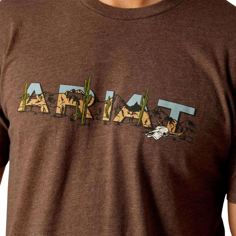 Ariat Men's Logo SW Landscape T Shirt - Brown Heather