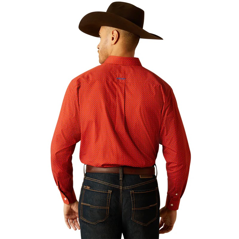 Ariat Men's Wrinkle Free Lucian Classic Fit Long Sleeve Shirt - Orange