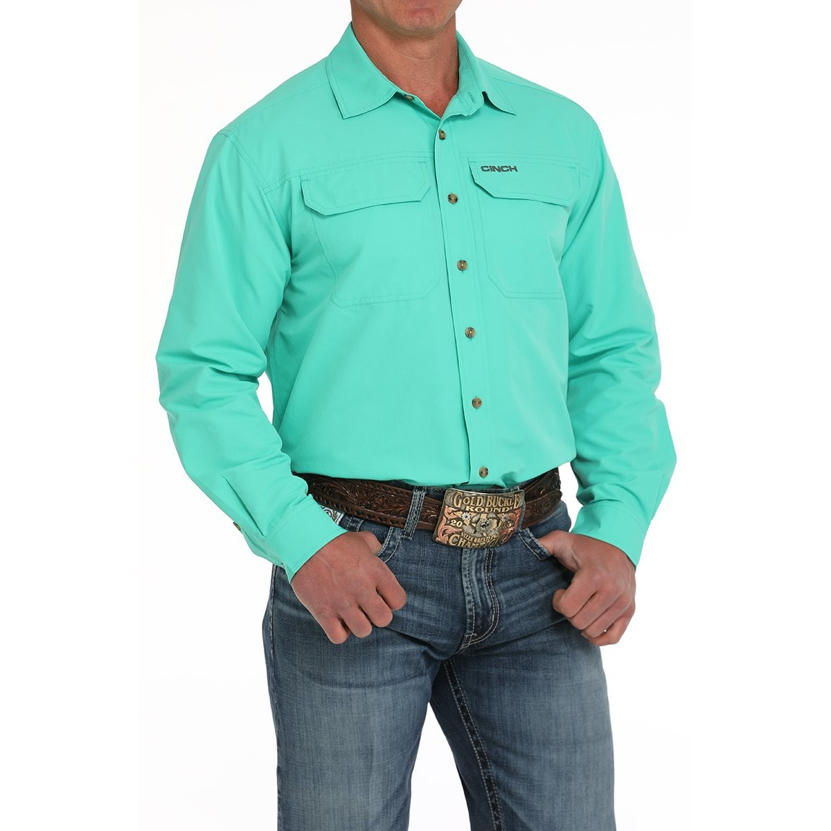 Cinch Men's Long Sleeve Arenaflex Shirt- Turquoise