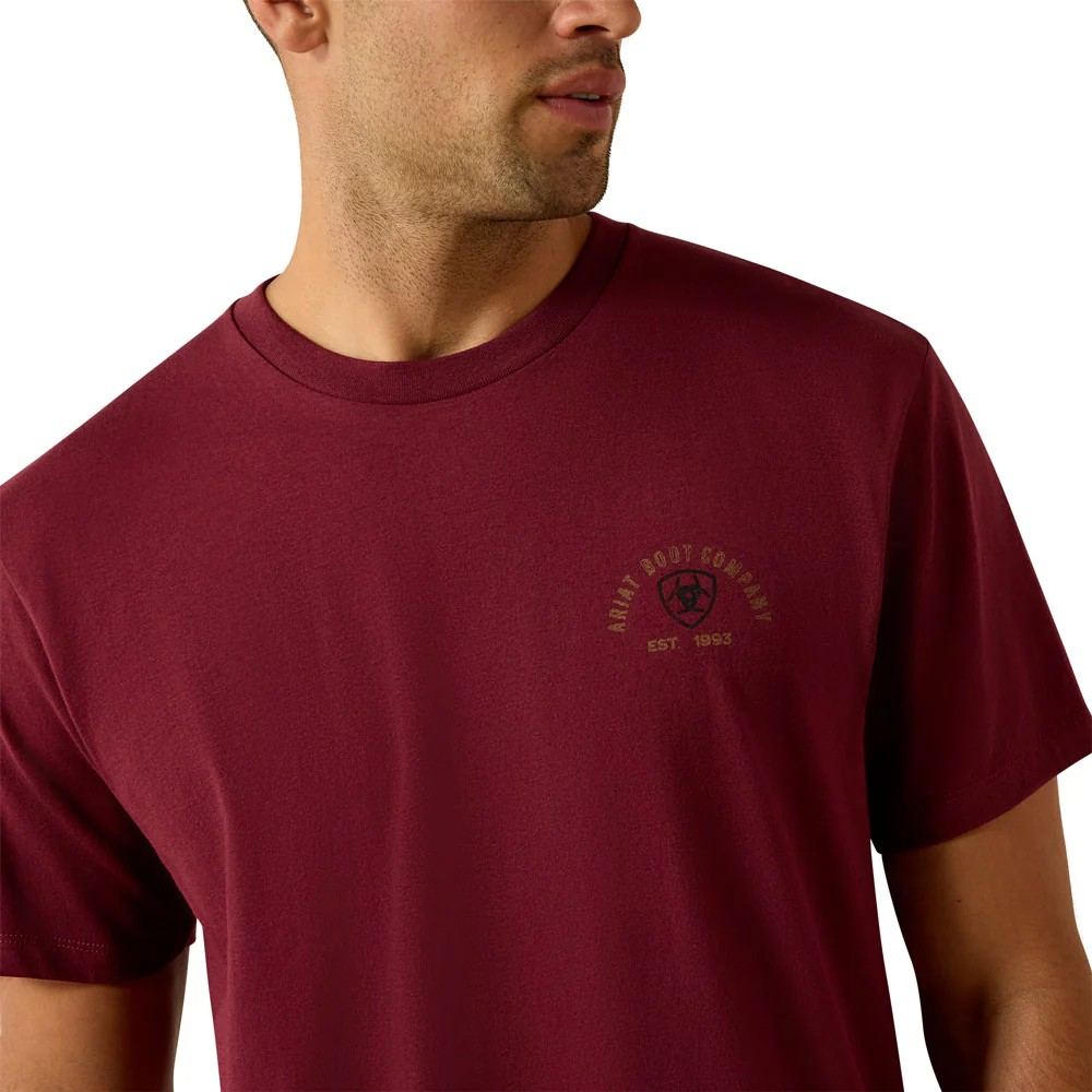 Ariat Men's Shell Game Short Sleeve Tee Shirt - Maroon Brown