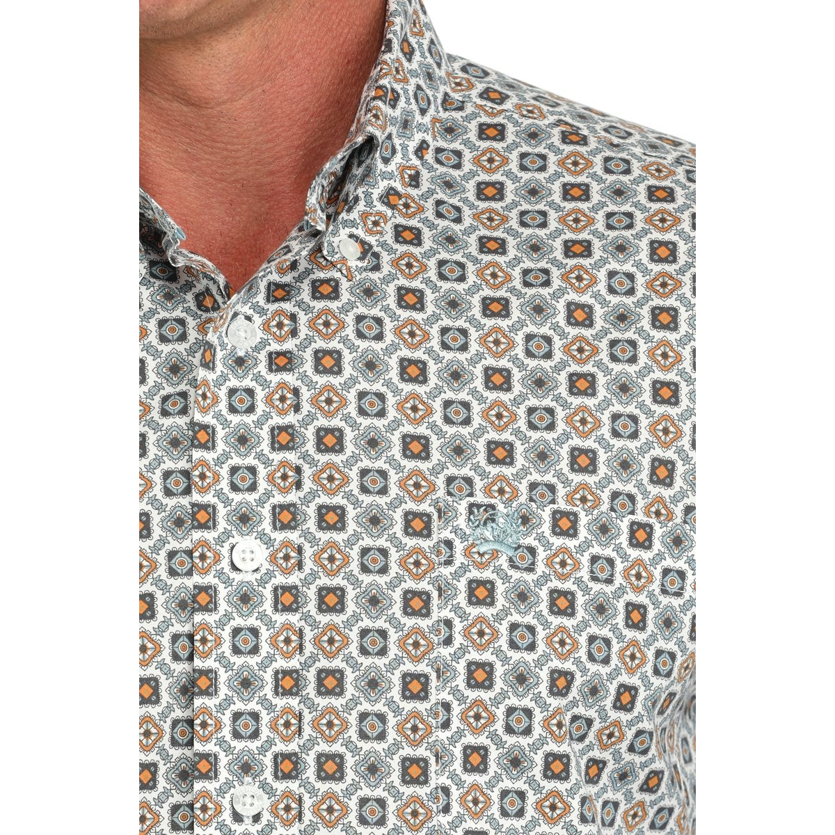 Cinch Men's Long Sleeve Print Shirt - White