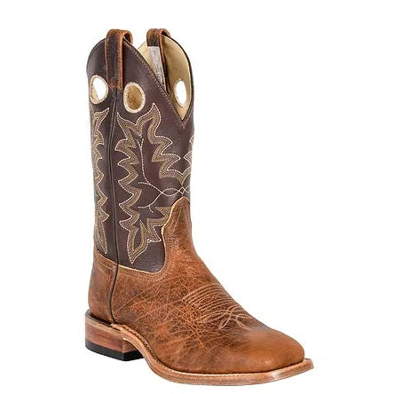 Brahma Men's Ranchman Roper Western Boots - Tan Bison/Barcelona Brown