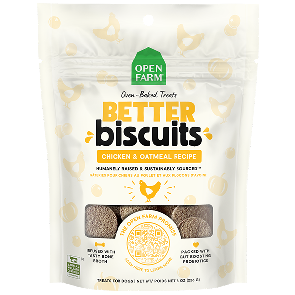 Open farm Better Biscuit Dog Treats-Chicken & Oatmeal 8oz