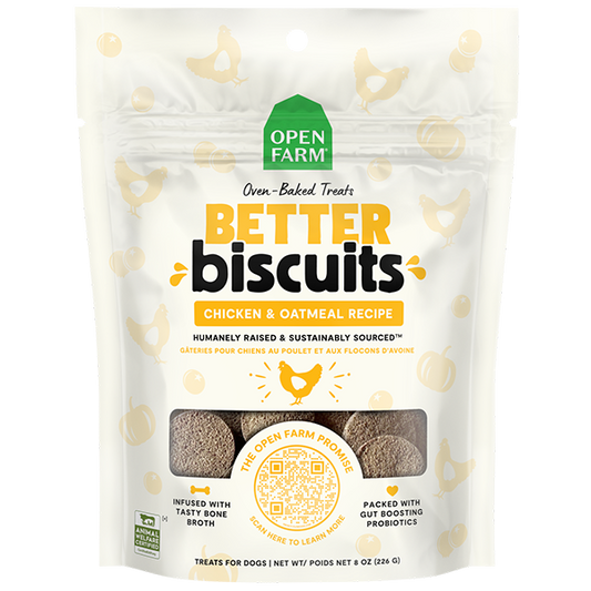 Open farm Better Biscuit Dog Treats-Chicken & Oatmeal 8oz