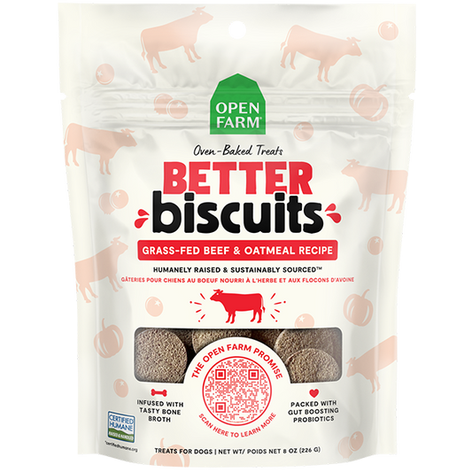 Open Farm Better Biscuit Dog Treats-Beef & Oatmeal 8oz