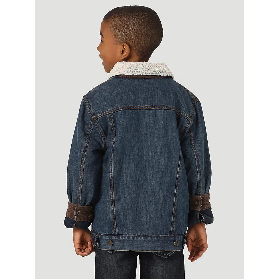 Wrangler Boy's Western Styled Sherpa Lined Denim Jacket - Rustic Blue