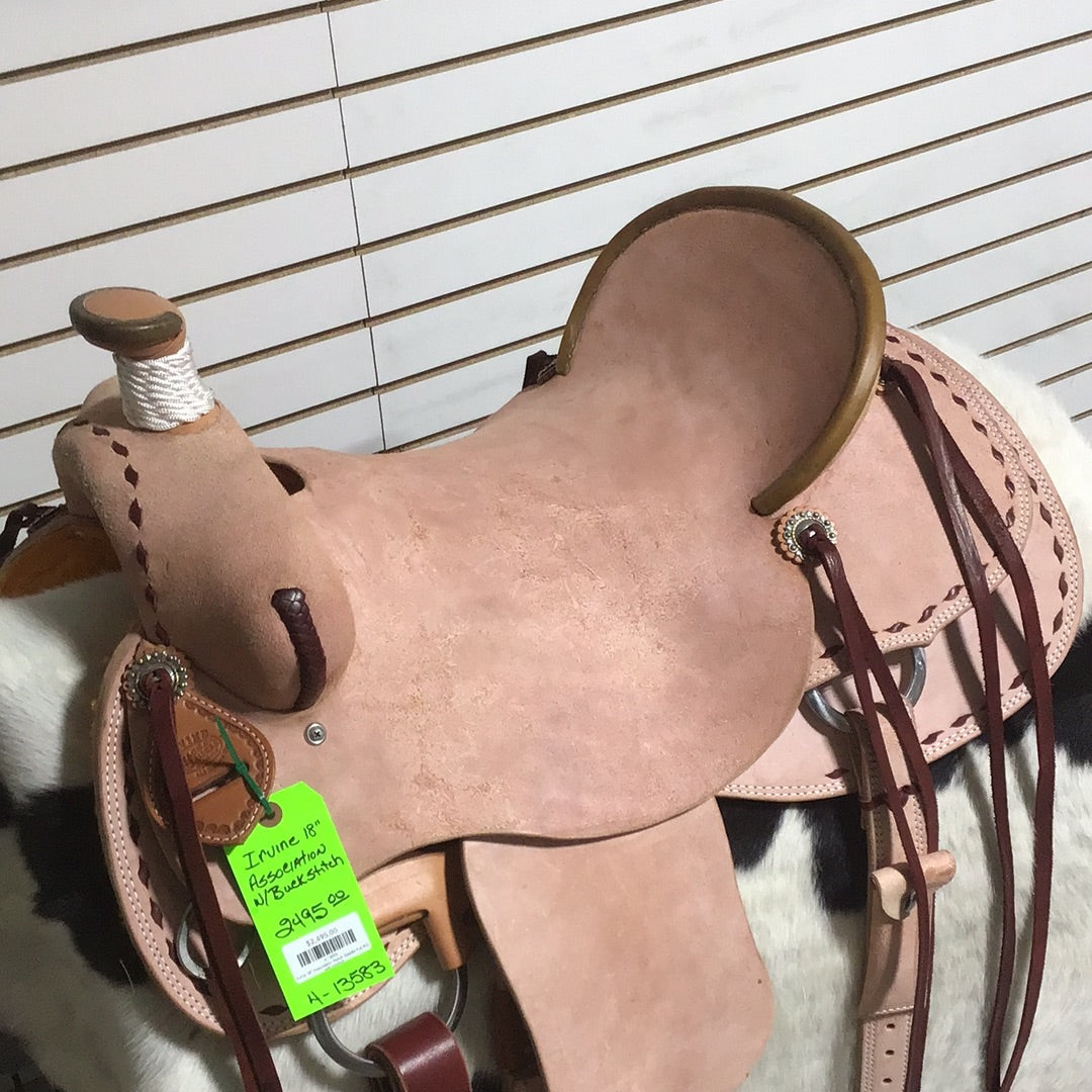 Irvine 18" Association Ranch Saddle - Rough Out w/Buckstitch