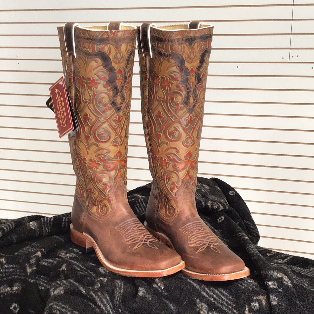 Boulet Women's Wide Square Toe Western Boots - Navajo Honey/Jokey Brandy