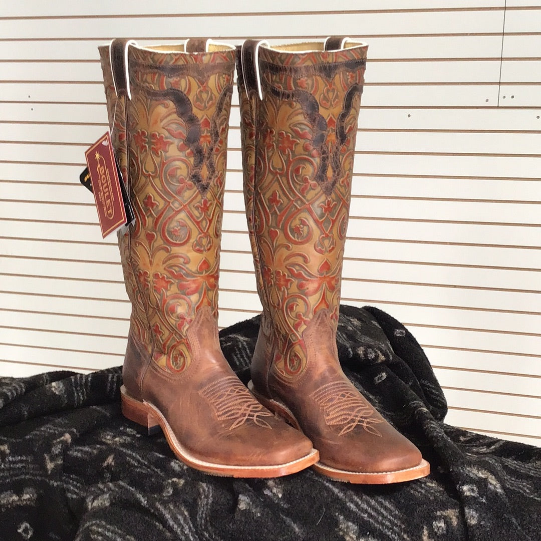 Boulet Women's Wide Square Toe Western Boots - Navajo Honey/Jokey Brandy - Irvine Tack & Western Wear