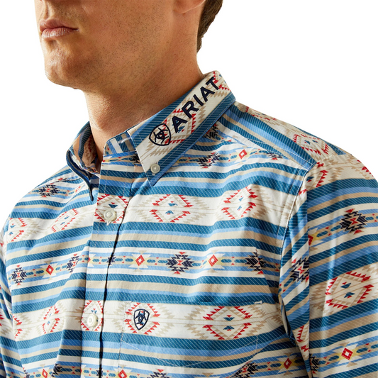 Ariat Men's Long Sleeve Team Albert Fitted Shirt - Dark Teal/Khaki