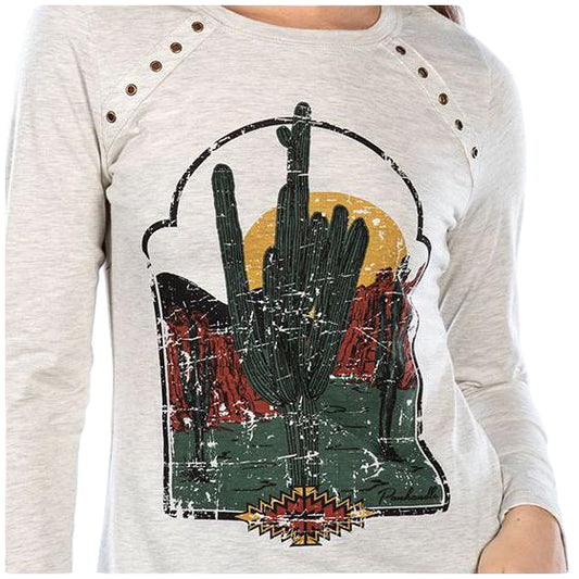 Panhandle Women's Long Sleeve Shirt With Graphic - Cream