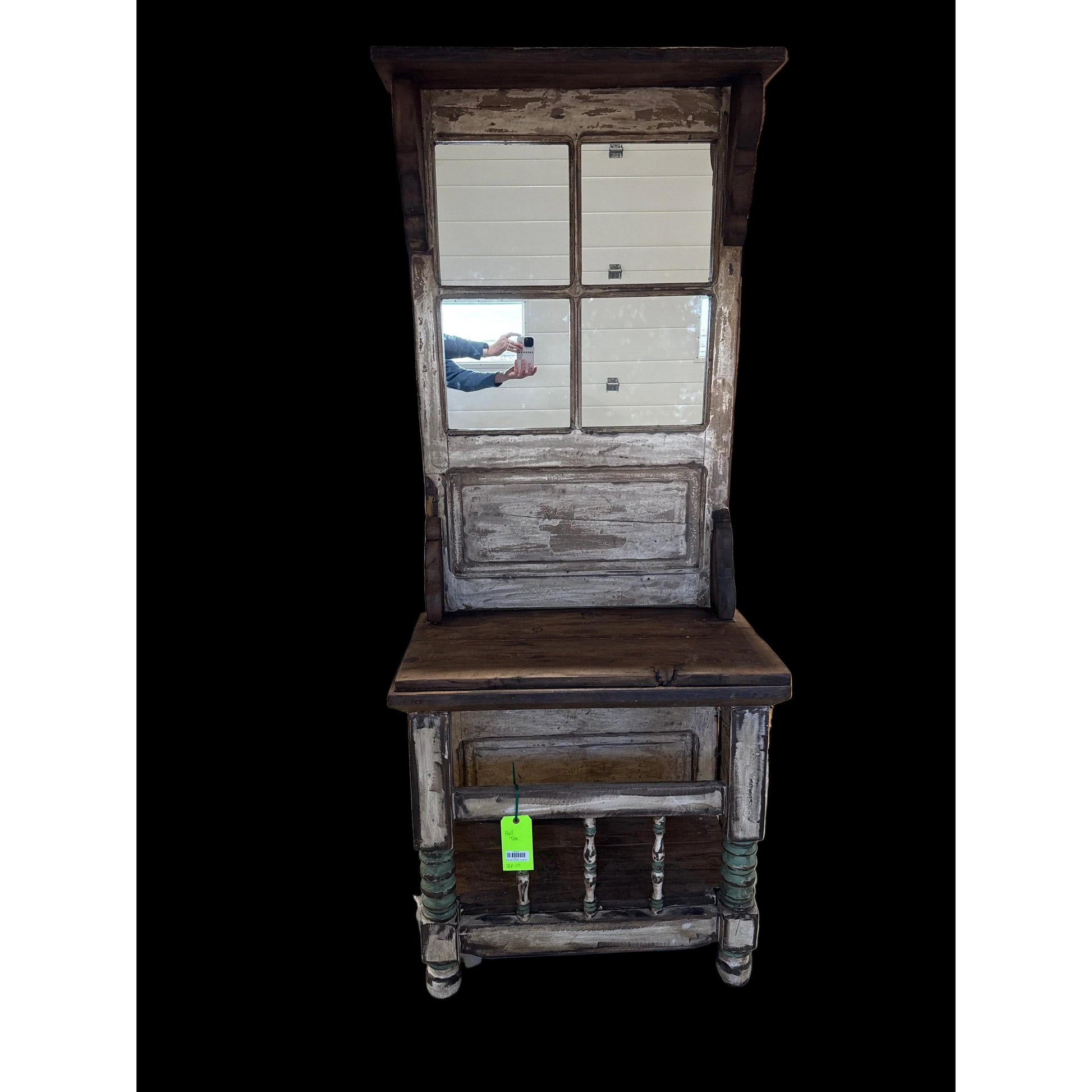 Wood Hall Tree White w/ 4 Mirrors - Irvine Tack & Western Wear