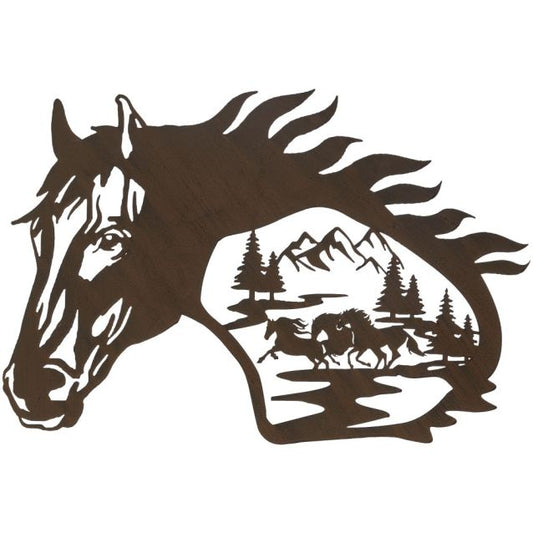 Tough 1® Horse Head & Mountains Wall Art - Brown