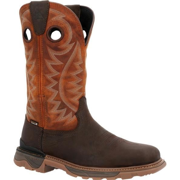 **Rocky Men's Carbon 6 Waterproof Pull On Western Boots - Brown