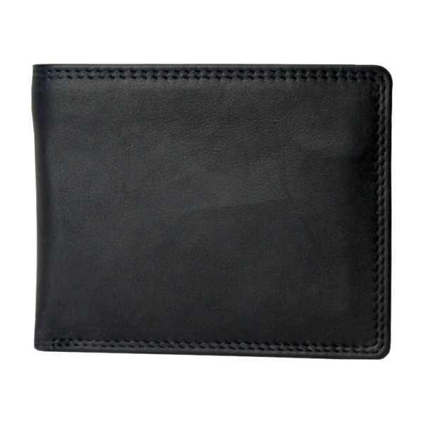 Rugged Earth Men's Leather Bifold Wallet - Black