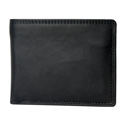 Rugged Earth Men's Leather Bifold Wallet - Black