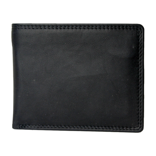 Rugged Earth Men's Leather Bifold Wallet - Black
