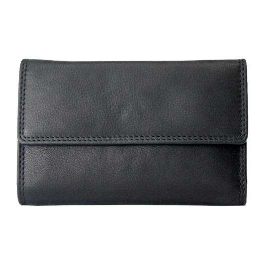 Rugged Earth Women's Leather Mid Sized Wallet - Black