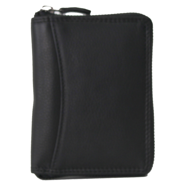 Rugged Earth Women's Leather Zippered Wallet - Black
