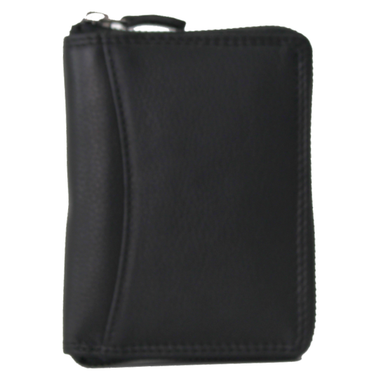 Rugged Earth Women's Leather Zippered Wallet - Black
