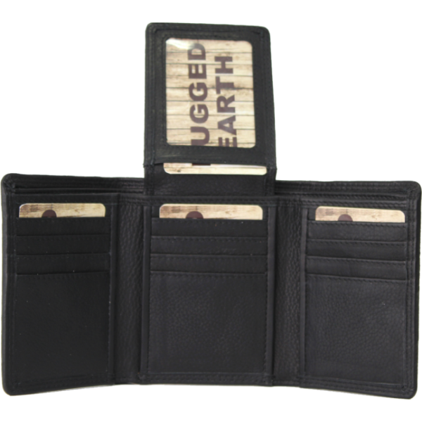 Rugged Earth Men's Fold Over Trifold Wallet - Black