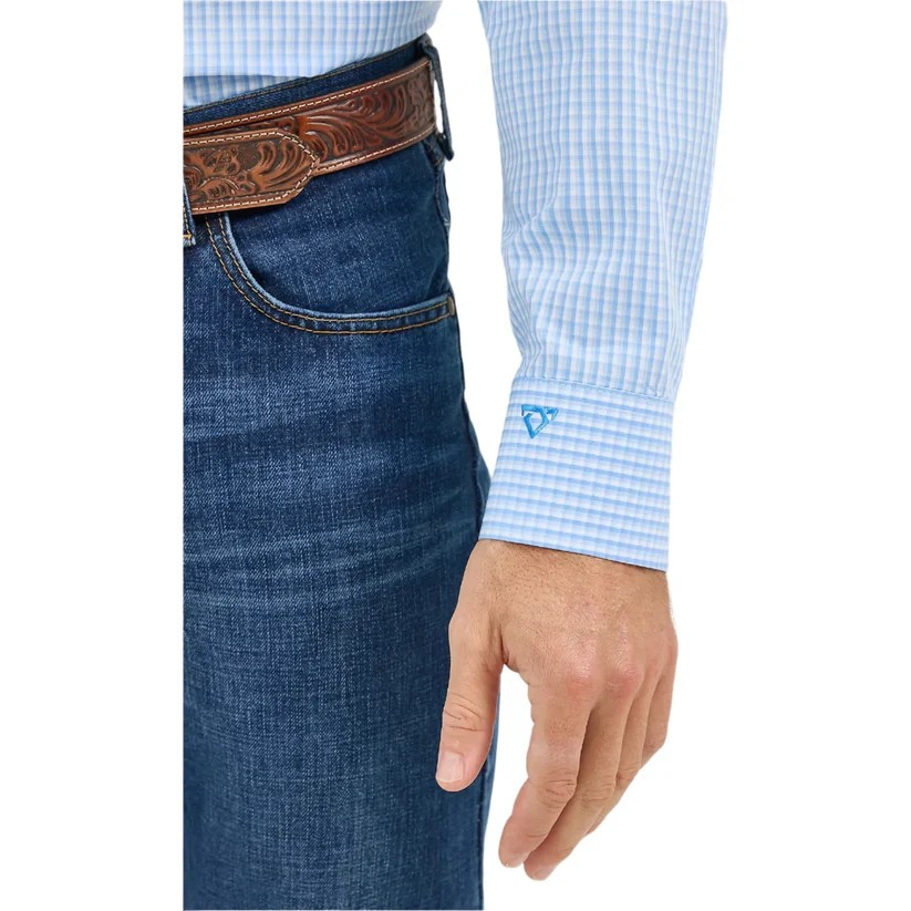 Wrangler Men's Long Sleeve Plaid Cody Johnson Classic Fit Shirt - Blue
