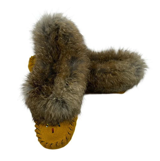 Bastien Child's Brown Rabbit Fur Moccasins