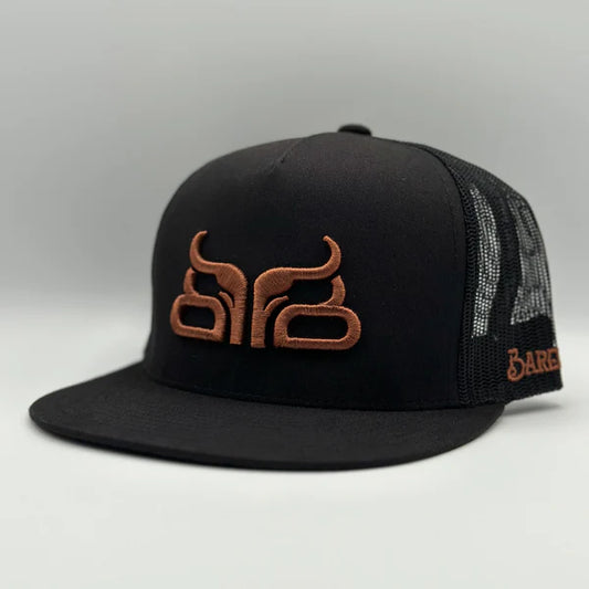 Baredown Brand Buckskin Flat Bill Cap-Black/Copper