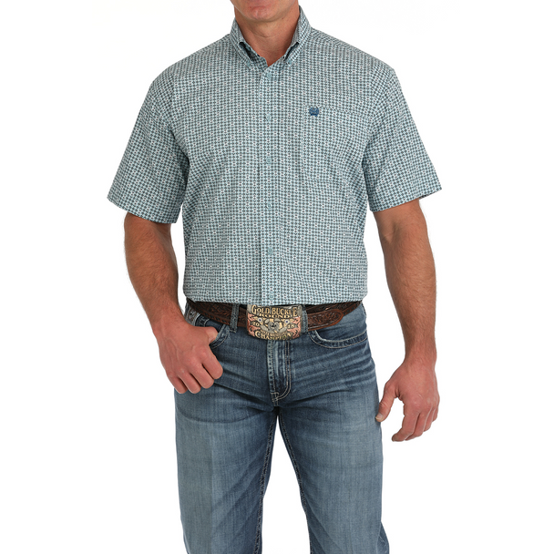 Cinch Men's Short Sleeve Print Shirt- Green