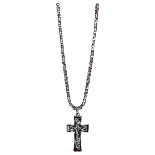 Justin Unisex Stainless Steel Cross with Filigree Necklace