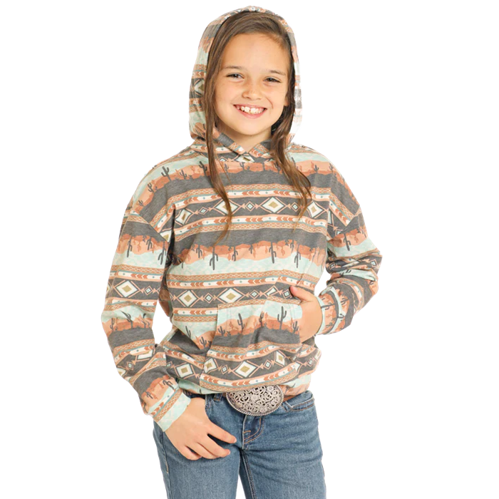 Panhandle Girl's Scenery Long Sleeve Print Hoodie - Camel