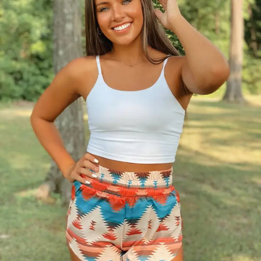 Midwest Orange Aztec Shorts