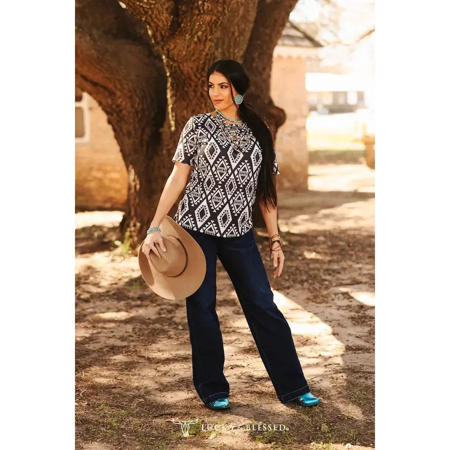 Lucky & Blessed Women's Tummy Control High Rise Slim Trouser-Dark Wash