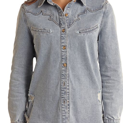 Rock & Roll Women's Denim Shirt - Light Wash